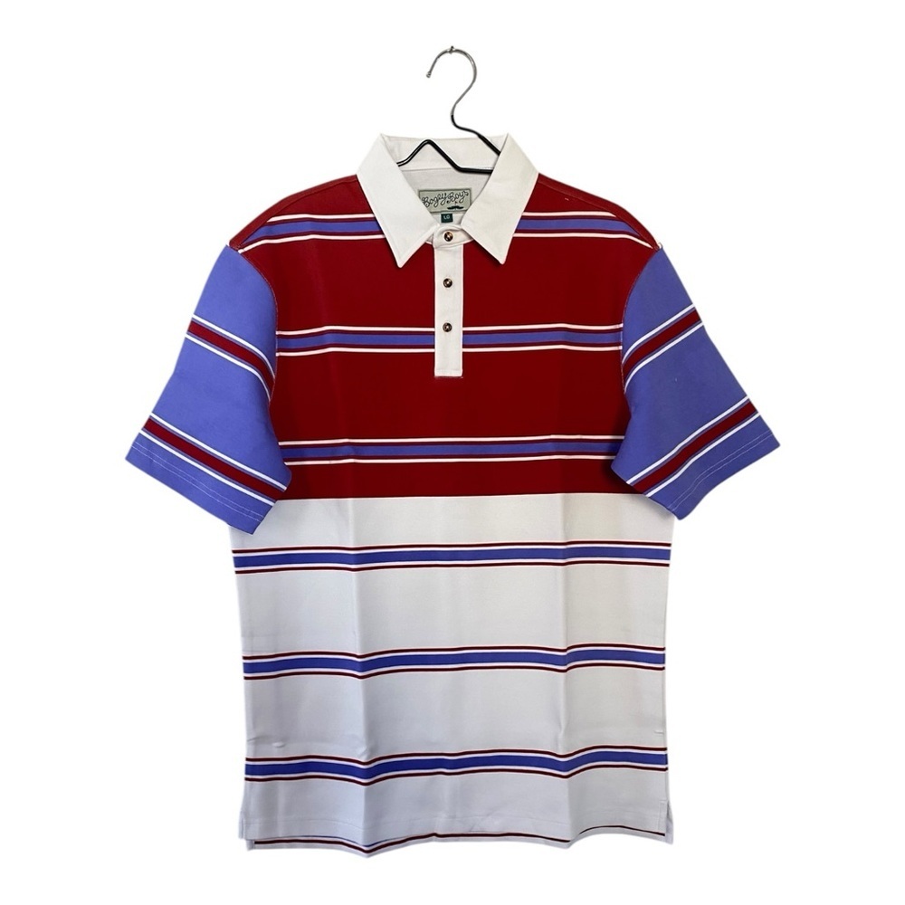 Bogey Boys The Goat Striped Polo Shirt Red Blue Purple Stripes Golf Tee NEW